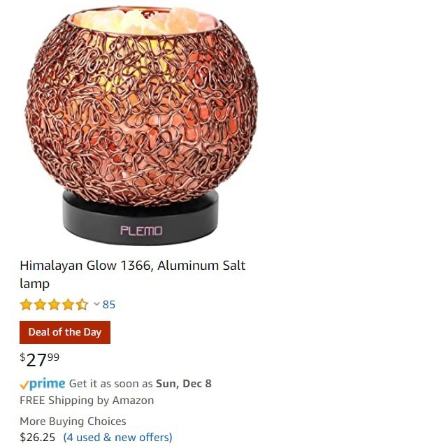 Deal Of the Day On Himalayan Glow Aluminum Salt lamp