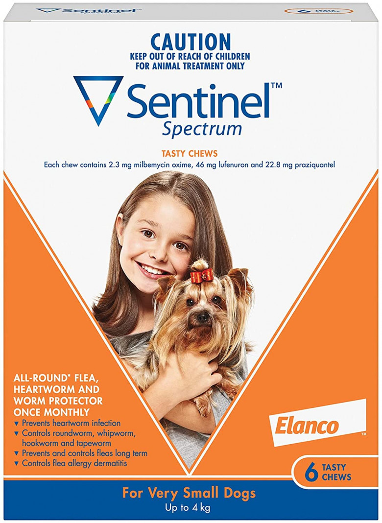 Sentinel Spectrum protection from flea and worms for Upto 4Kg dogs 6 Chews