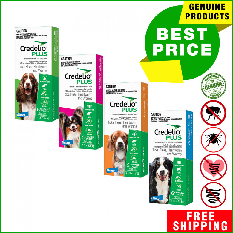 Credelio Plus Flea Tick Worm Protection 6 Chews for Dogs