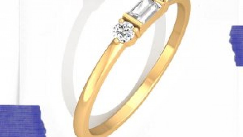 Minimalist Three Stone Diamond Ring, Bar Set Baguette Diamond Wedding Band, Tiny Stacking Trio Women Ring