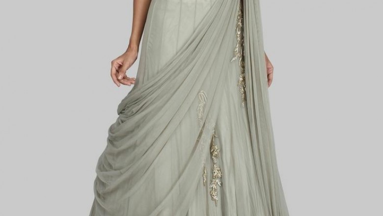 Designer Saree Gown | Stitched Saree Gown | Saree Style Gown | Pre Pleated Saree | Concept Saree