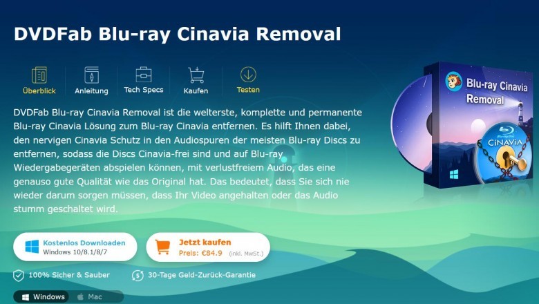 DVDFab Blu-ray Cinavia Removal | Die beste Lösung zum Blu-ray Cinavia entfernen von Cinavia Wasserzeichen auf Blu-ray Discs, für Blu-rays die Cinavia-frei sind.