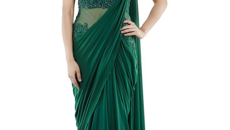 Latest saree gown designs for wedding at Fresh Look Fashion