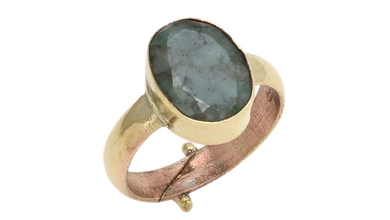 Natural Emerald Panna Gemstone Panchdhatu Adjustable Ring