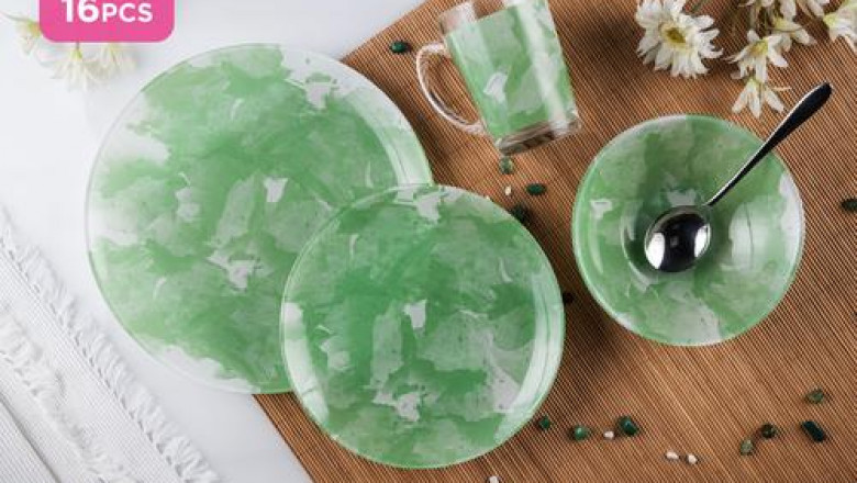 Luminarc 16pcs Decorative Simply Klos Green Dinnerset