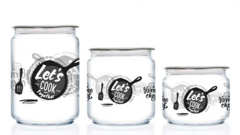 Luminarc 3pcs Decorative Lets Cook Jar - (large, Medium & Small size jars)