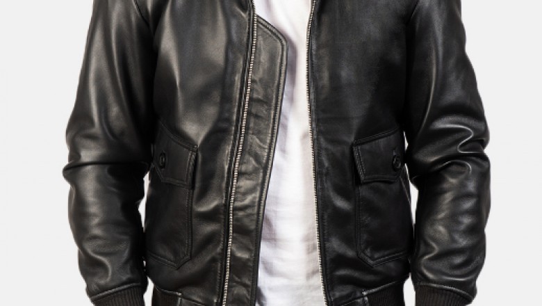 Airin G-1 Black & White Leather Bomber Jacket