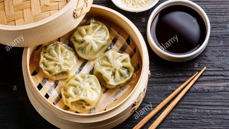 Cooking Steamed Dumplings in a Bamboo Steamer