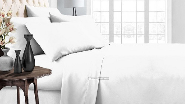 White Bed in a Bag sets include 8 pieces at Comfort Beddings