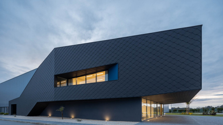 A unique pattern covers the industrial building