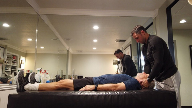A sports center has a range of physical therapists.