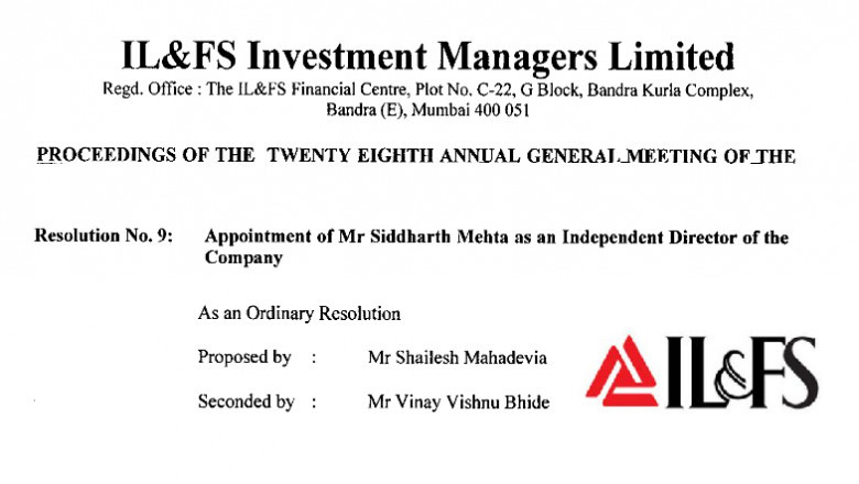 Siddharth Mehta, IL&FS Director Details | Business Standard