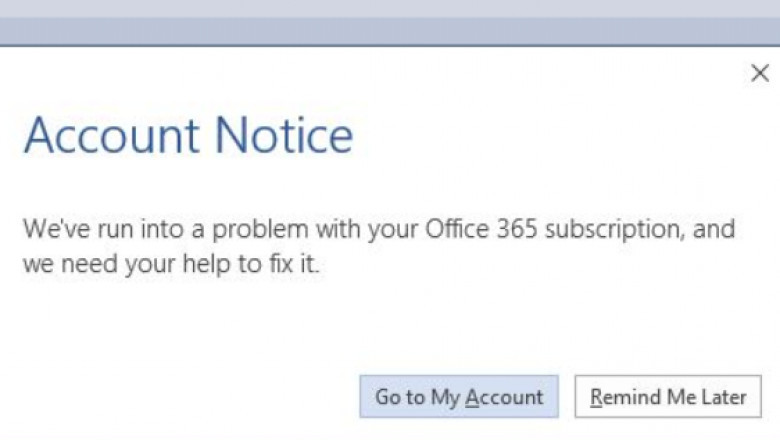 MS Office error "We've run into a problem with Microsoft 365 subscription"